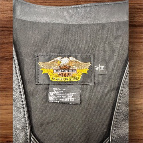 Vintage Harley-Davidson Leather Vest Biker Motorcycle Full Zip Pockets Women's M - Imagen 2 de 8