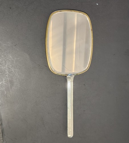 Antik 1930 Waschtisch Handspiegel - grüngold & silber - gerader Griff - 12" - Bild 5 von 8