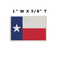 Texas State Flag Patch Embroidery Iron On LONE STAR White Border-Small 1 5/8"