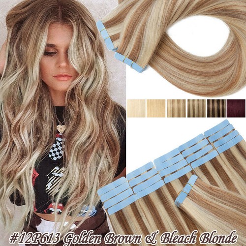 Double Sided Invisible Tape In Human Hair Extensions Skin Wefts Full Head 40pcs - Picture 63 of 74