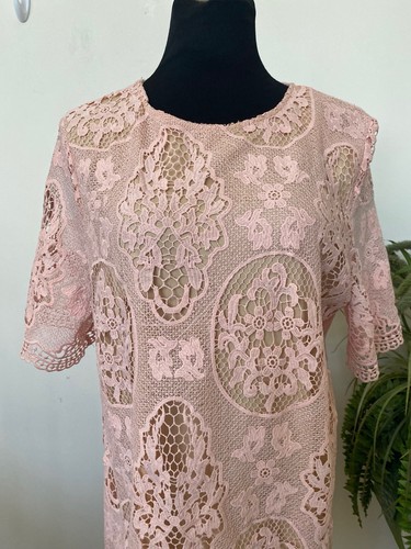 New Boohoo Women’s Blush 100% Polyester Lace Shift Dress Size 12, $80 - Picture 3 of 7