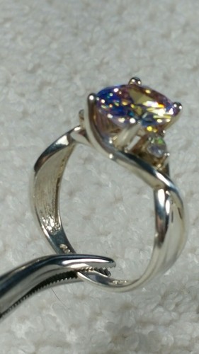 sz 6.5 DESIGNER MYSTIC TOPAZ PURPLE PINK PEACH CLEAR CZ STERLING SILVER RING - Picture 7 of 9