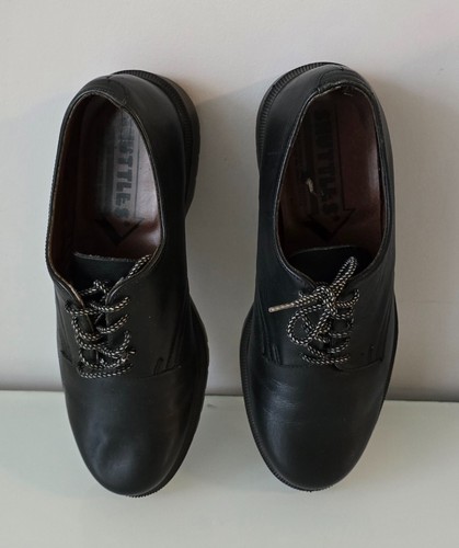 Shuttles Unisex Black Leather Low top Derby Plain-toe Oxford Casual Shoes sz 6 - Bild 4 von 8