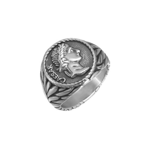 Roman Empire Caesar Signet ring mens Retro Vintage Coin Medal Gift Rings Band - 第 14/21 張圖片