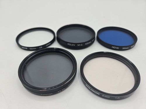 Lot Of 5 Mixed 55mm Filters Hoya, Soligor, Vivitar, Rolev- Polarizing, Color - Picture 2 of 8