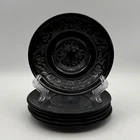 Hazel Atlas Glass CLOVERLEAF Black Bread and Butter Plate 6in Hard To Find 1930s