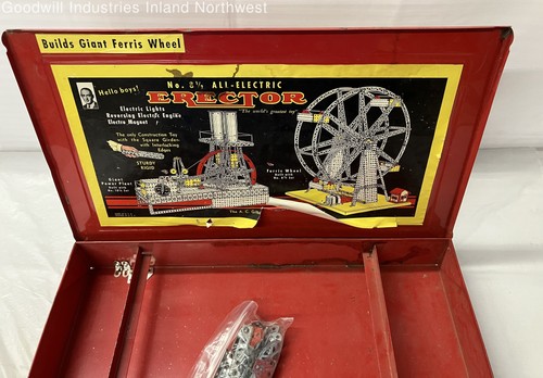 Vintage Erector Number 8.5 8 1/2 Giant Ferris Wheel Metal Case Box - Picture 2 of 5