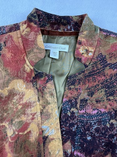 Coldwater Creek Damenjacke mehrfarbig Rosenaufdruck Größe 10 neu mit Etikett gefüttert - Bild 4 von 14
