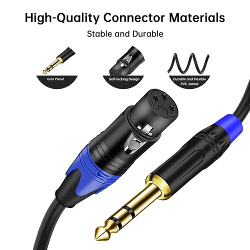 XLR to 1/4 TRS Stereo Adapter,XLR Female to 1/4 Inch (6.35mm) Stereo Balanced... - Picture 3 of 7