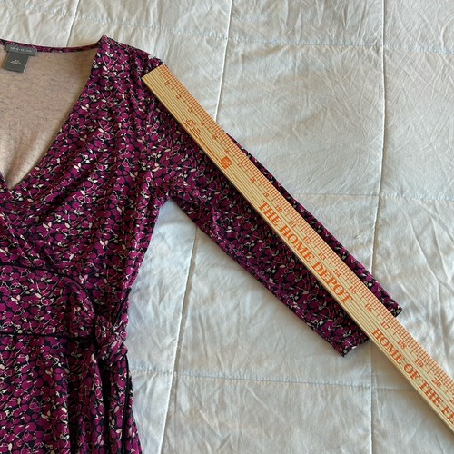 Camisa Top Ann Taylor Para Mujer Púrpura Rosa Cuello Chal Envolvente XS Extra Pequeña - Imagen 6 de 8