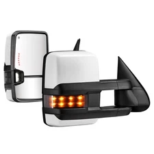 Gloss White Towing Mirrors Amber Signal For 2003-2007 Chevy Silverado GMC Sierra