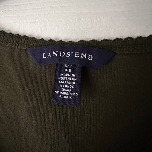 Lands End Women’s S (6-8) Forest Green Tank Top w/ Cute Trim 100% Cotton Cottage - Picture 4 of 8