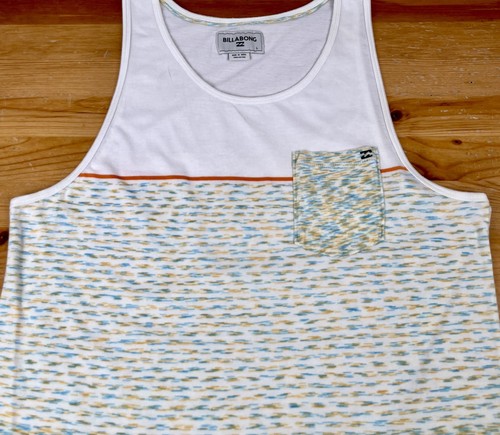 BILLABONG Tank Top Men's Size Large White Multi 100% Cotton Pocketed Lightweight - Picture 9 of 20