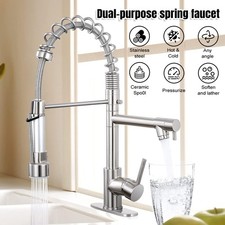 Kitchen Sink Faucet Stainless steel Single Handle Pull Down Sprayer Swivel Mixer