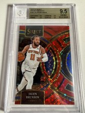 2023-24 Panini Select #194 Jalen Brunson Red Disco Prizm 39/49! Beckett Gold 9.5