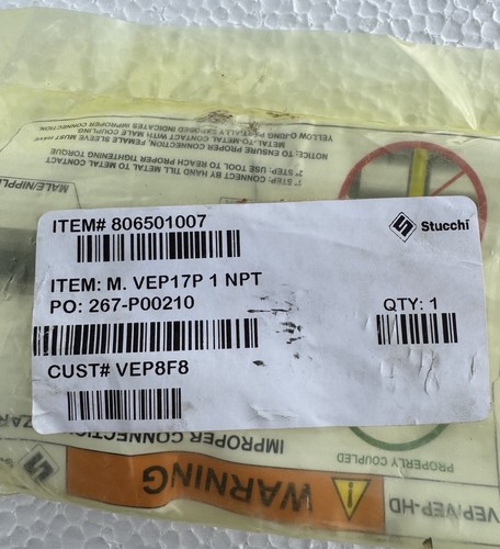 Stucchi M-VEP17P 1” NPT Acoplador Macho Cara Plana Hidráulico QD 806501007 Nuevo - Imagen 4 de 4