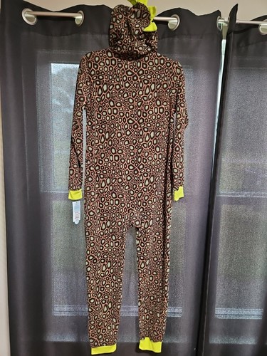 Cat and Jack Boys Dinosaur Brown One Piece Zip Hooded Pajamas- XL Size 14 NWT - Picture 4 of 5