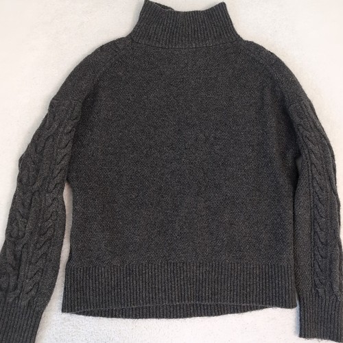 J CREW Cable Knit Sweater Women's M Charcoal Gray 1/4-Zip Supersoft Alpaca Blend - Foto 6 di 6