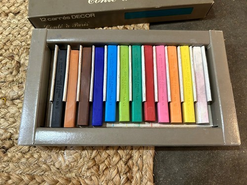 Vintage Conte A Paris 12 Carres Decor Chalk Crayons Sketching - Bild 2 von 3