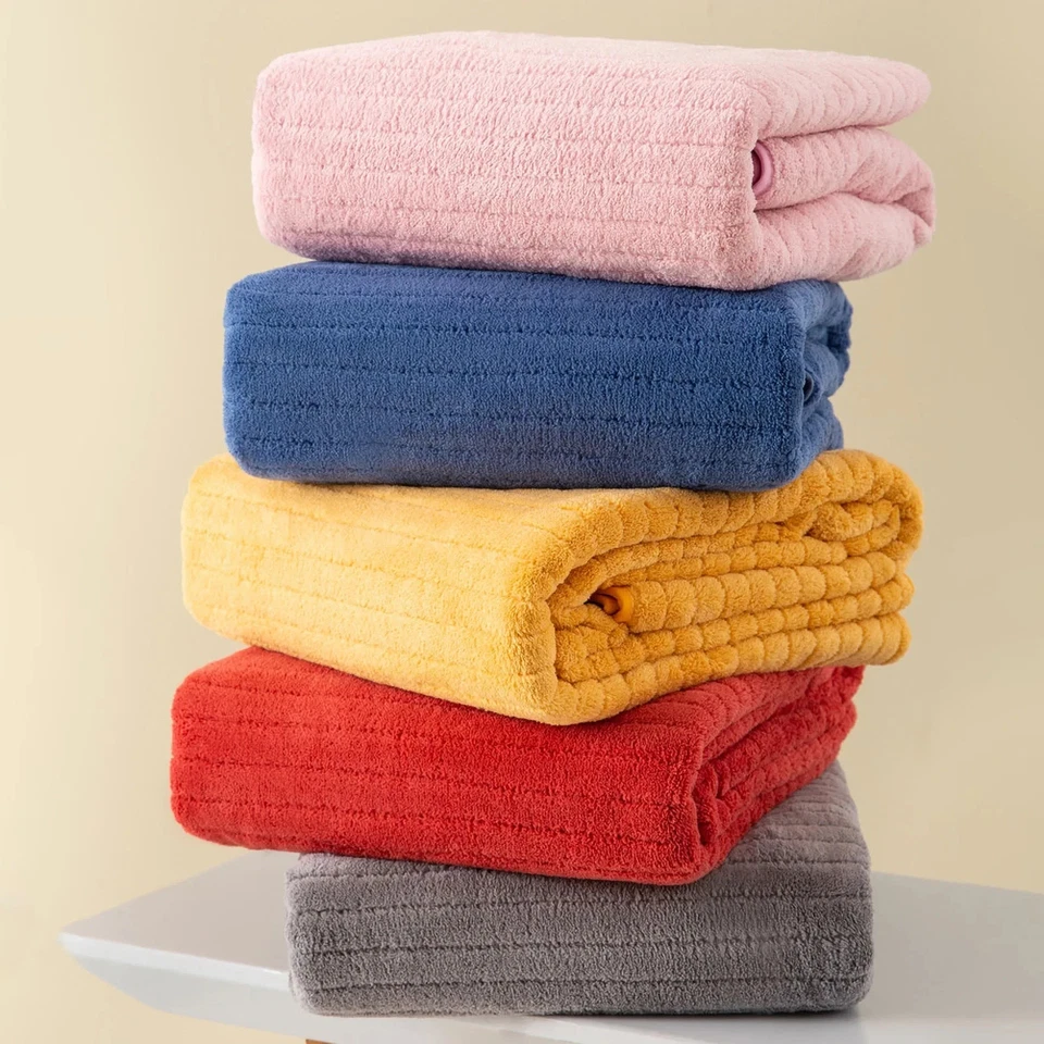 Pack de 4 toallas de baño mullidas grandes de algodón gris con rayas de playa!!!!!EN VENTA!!!! Foto 4 de 4