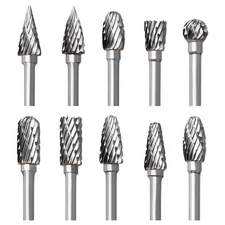 10Pcs Tungsten Carbide Burrs Rotary Burr Set Head 1/4'' Shank Die Grinder Bit US