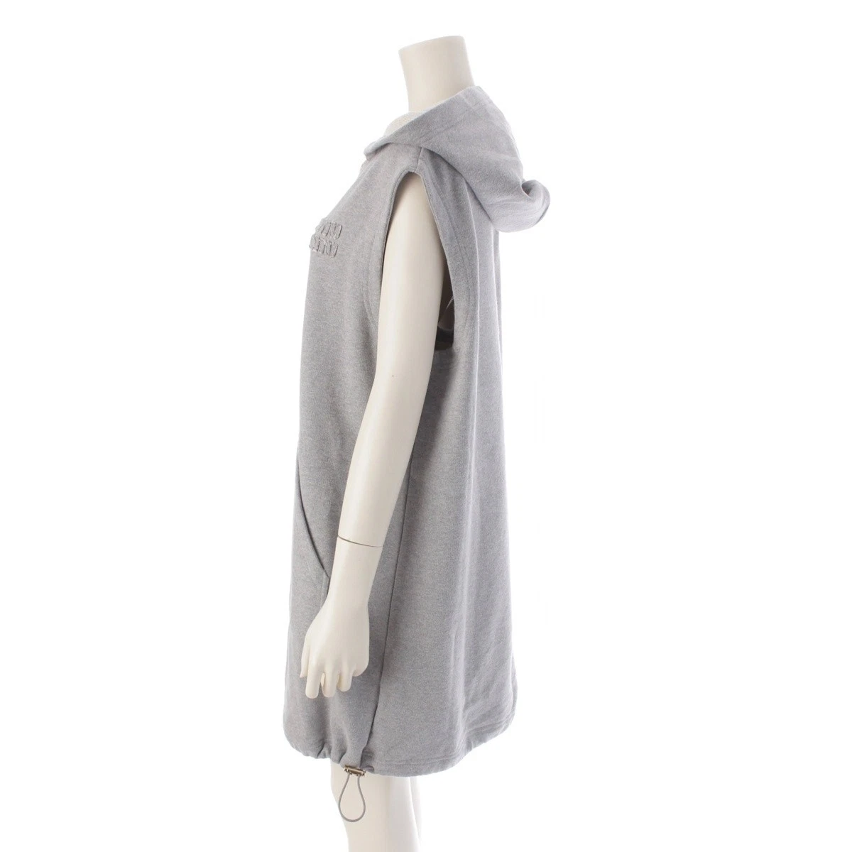 MIU MIU MIUMIU 24 anni cotone pile cappuccio senza maniche pezzo unico felpa MF5654 grigio 40