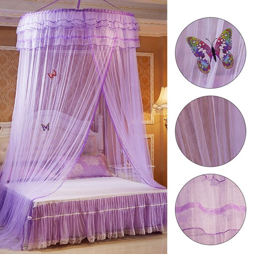 Round Canopy Lace Princess Style Mosquito Net Bed Curtain Netting (Purple)❀ - Picture 7 of 8