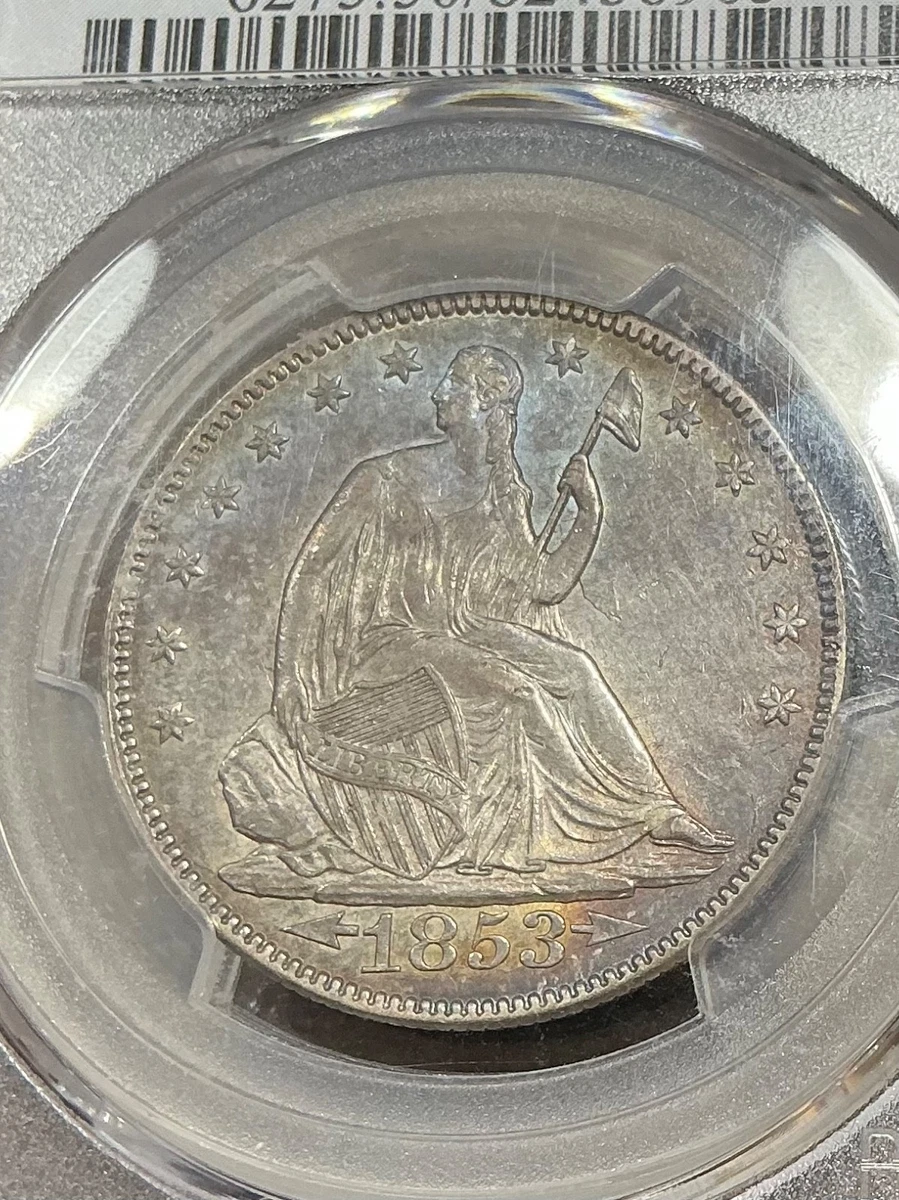 1853 Year Grade AU 50 Seated Liberty US Half Dollars (1839-1891