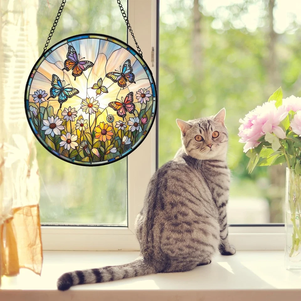 Atrapasol mariposa margarita, regalo decoración ventana para mujer y mamá Foto 3 de 4