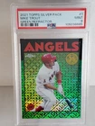 2021 Topps Series 1 MIKE TROUT Silver Pack Green Mojo Refractor #'d /99 PSA 9