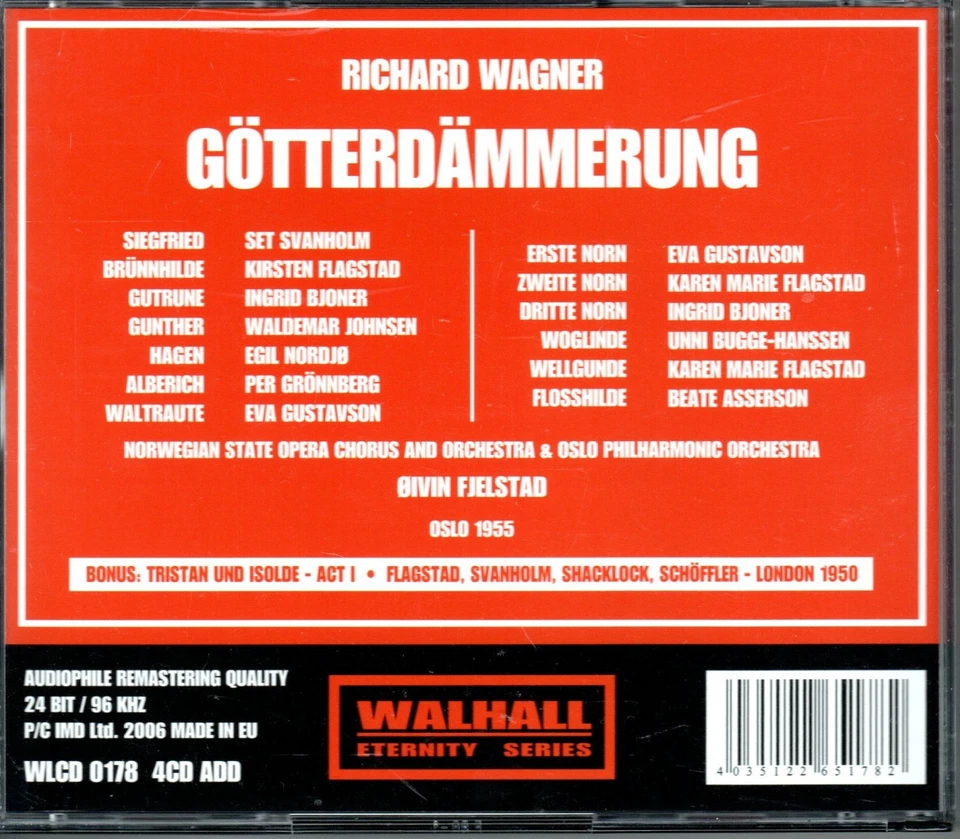 WAGNER - GOTTERDAMERUNG - FLAGSTAD - BJONER - SVANHOLM - FJELSTAD - OSLO 1955 - Image 2 of 2
