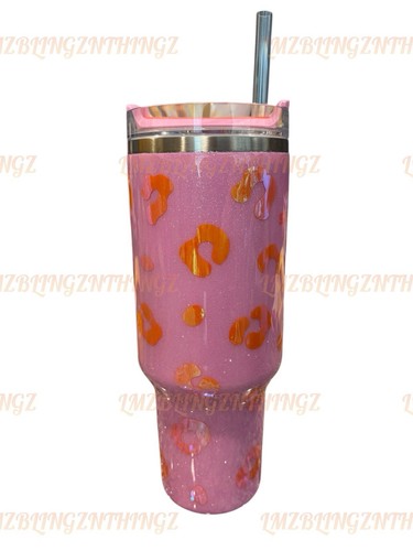 Stanley Custom 40oz Amethyst~Cheetah Print, Glitter & Epoxied Tumbler~NEU/UNBENUTZT - Bild 3 von 14