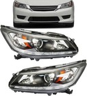 1 Pair Headlights for 2013 2014 2015 Accord Sedan Headlamp DRL Halogen Black