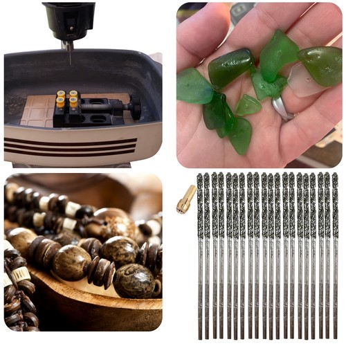 Drilax 20-Piece 1mm Diamond Bits w/ Collet | Sea Glass Shell Gem Drill Set for D - Picture 7 of 10