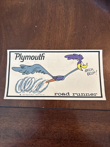 Vintage 1967 Plymouth Road Runner Seven Arts AUFKLEBER - Wassertyp - Original - Bild 2 von 6
