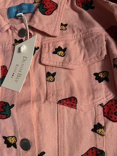 NEW Girls Demin Jacket STRAWBERRY Size 5T - Picture 2 of 7