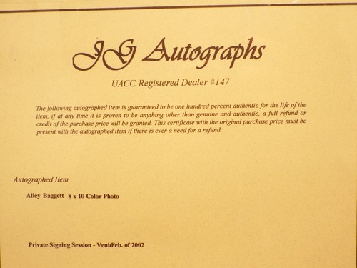 Alley Baggett foto autografata 8x10 con certificato di autenticità - Foto 3 di 3