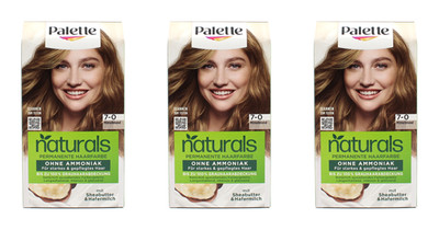 3x Palette naturals Permanente Haarfarbe 7-0 Mittelblond EAN4015100744514
