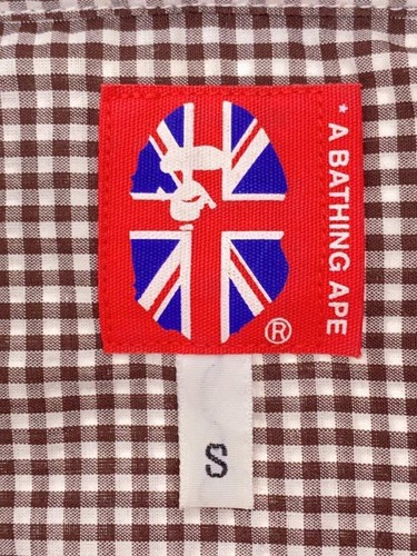 A Bathing Ape S Cotton Union Jack Check Shirt Brown - Picture 3 of 6