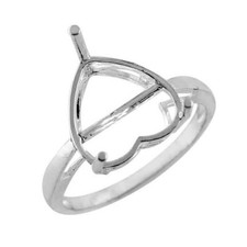 Semi Mount 12mm Heart Shape Faceted Cut Birthday Ring Sterling Silver