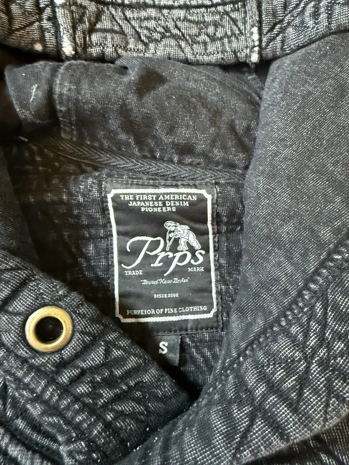 PRPS Japanese Denim Hoodie Size Small Black, Distressed Zip Pockets - Image 2 of 4