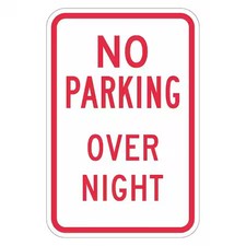 Lyle T1-3018-Eg_12X18 No Overnight Parking Sign, 12" W, 18" H, English,
