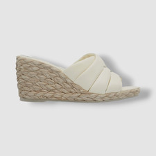  325 Vince Women's Ivory Gilian Leather Espadrille Wedge Sandal Shoes Size 7