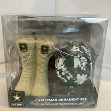NEW US ARMY CHRISTMAS ORNAMENT SET Combat Uniform Cap & Boots Kurt Adler