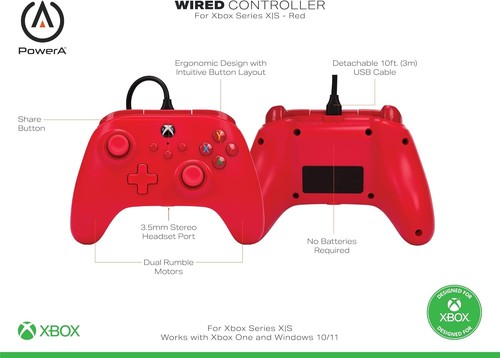 PowerA Wired Controller For Xbox Series X & S, Xbox One, PC, Windows 10 & 11, Du - Picture 9 of 10