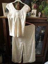 Vintage 1930’s Old Hollywood 2 Piece Wide Leg Pajama Set Trousseau Lingerie B 36