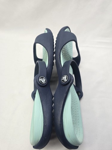 Crocs Sandals Navy/Teal Cleo Relaxed Fit Strappy Slip On Shoes Women’s Size 9 - Picture 6 of 7