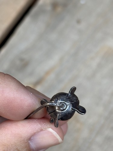 Sterling Vintage Flower Brooch Pin Bud Marked Sterling Patina - Picture 3 of 4