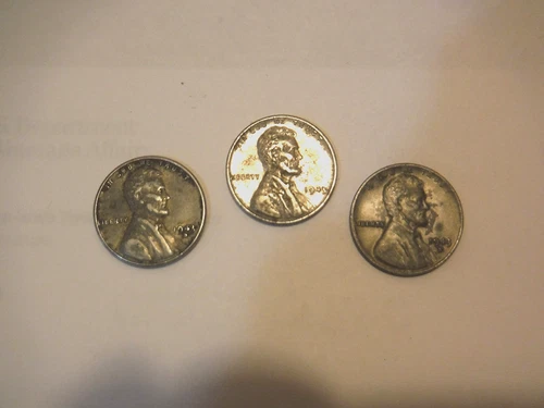 1943  D  P  S  LINCOLN  1  CENT  STEEL  COIN  SET  OF  THREE - Good  Circulated