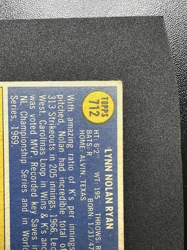 Nolan Ryan 1970 Topps (HOF) NY Mets High #712 VG-EX - Picture 19 of 21